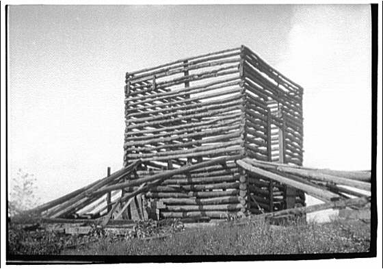 West Virginia trip. Cross-timbered structure supported by...