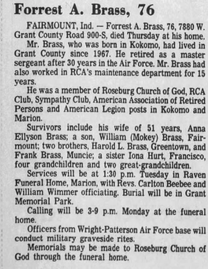 Forrest Brass Obituary Forrest Brass Obituary