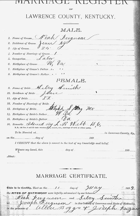 Noah Ferguson Marriage Certificate