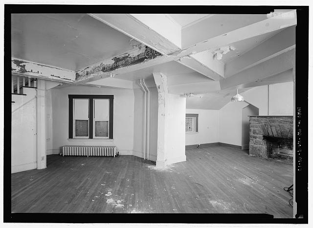 Interior view, looking west into the center room -...