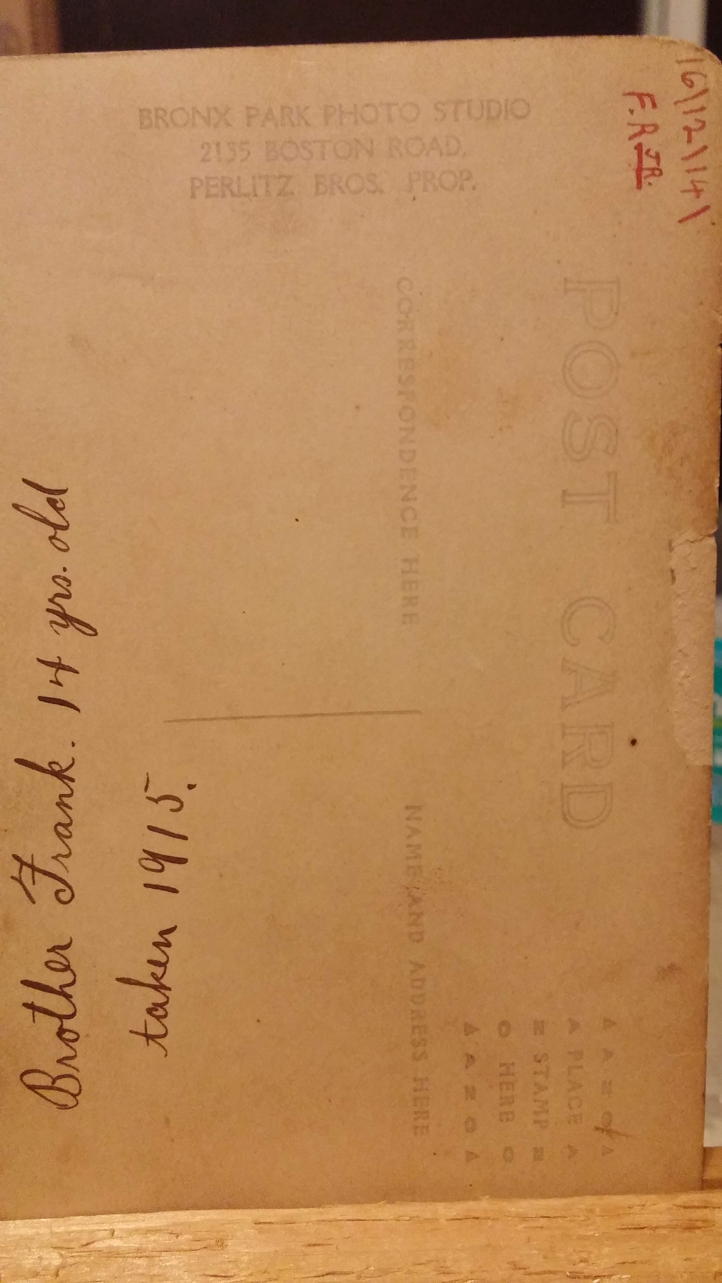 Frank Rocktaschel, Back of Photo