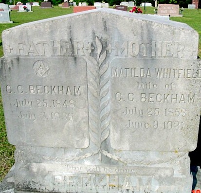 WHITFIELD: Matilda Whitfield Beckham Gravesite
