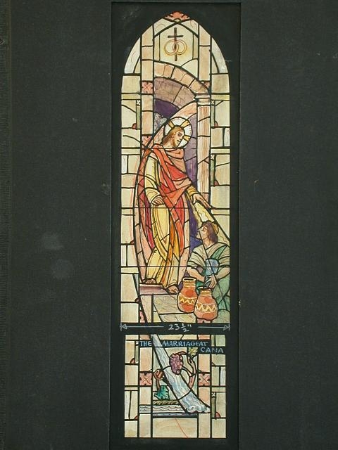 [Design drawing for stained glass window showing the...