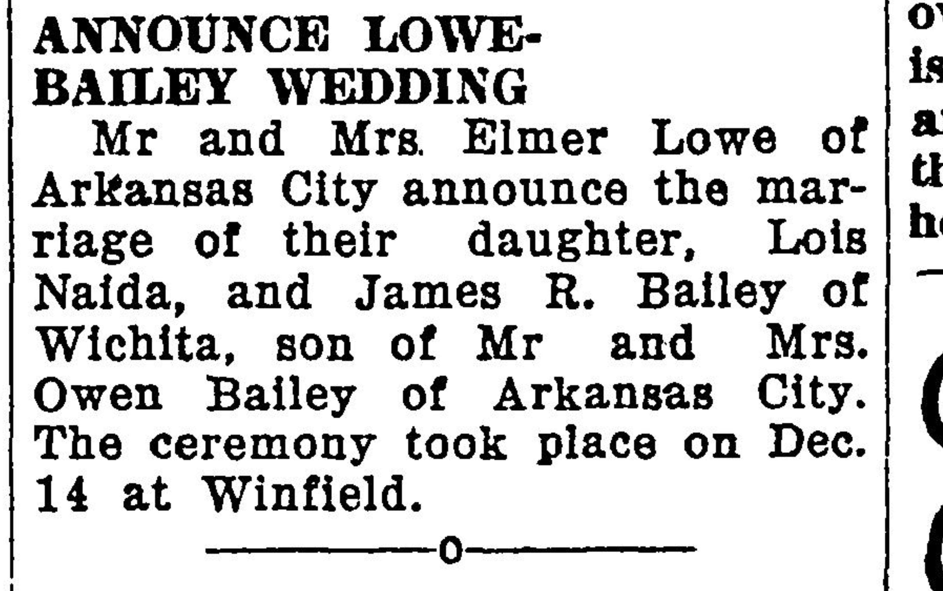 Jim  Bailey and Lois Naida Wedding
