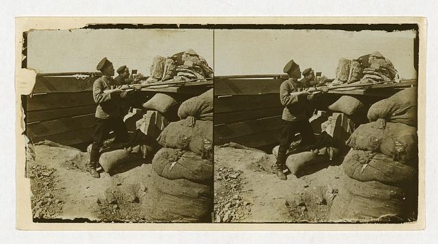 [Inside a Russian fort during the siege - shell marks...