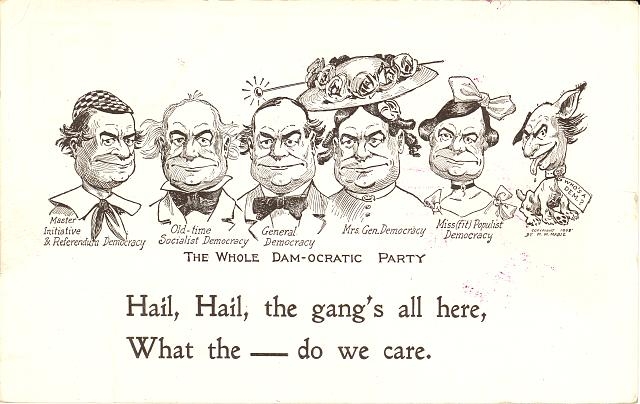 The whole Dam-ocratic Party. Hail, hail, the gang's all...