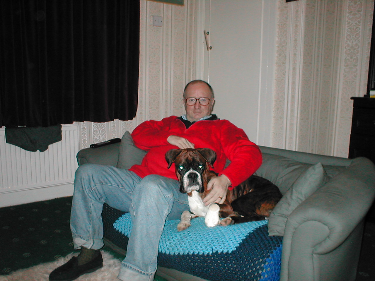 home with my  boxer dog