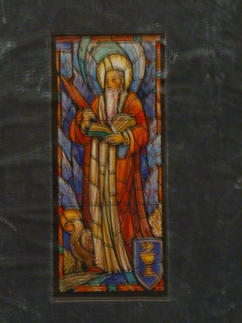 [Design drawing for stained glass window showing St....
