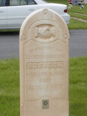Gravestone of Lucretia Hancock Robison