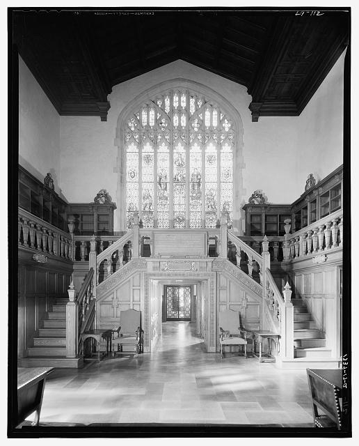Folger Library interiors. West end of reading room at...