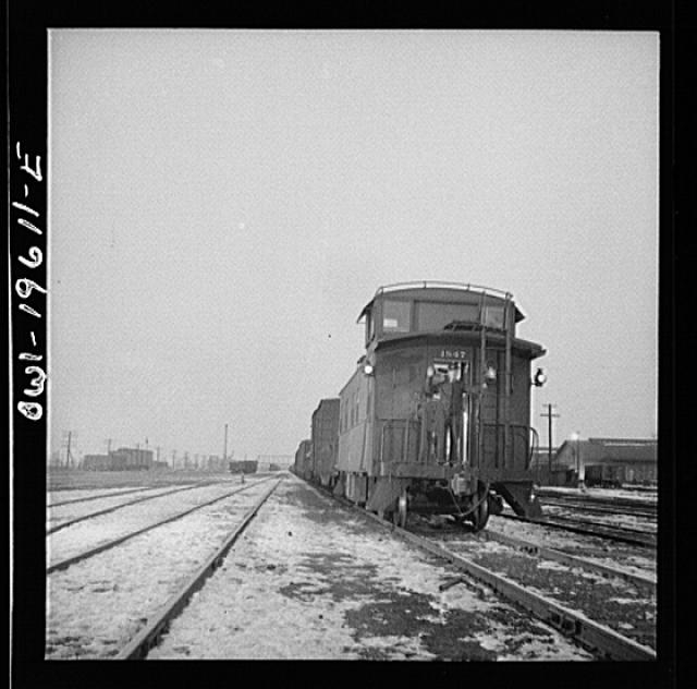 Fort Madison, Iowa. A freight train leaving the Atchison,...