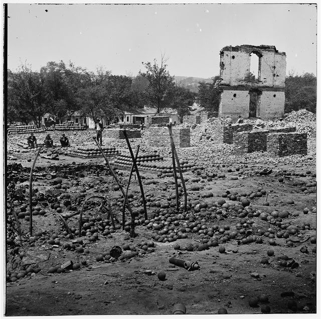 [Richmond, Va. Stacked and scattered ammunition near the...