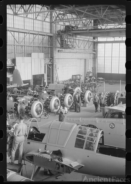 The assembly floor at the Sikorsky-Vought Aircraft...