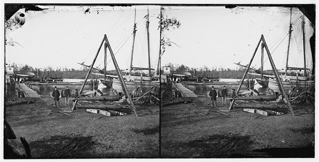 [Broadway Landing, Va. Tripod artillery swing by the...