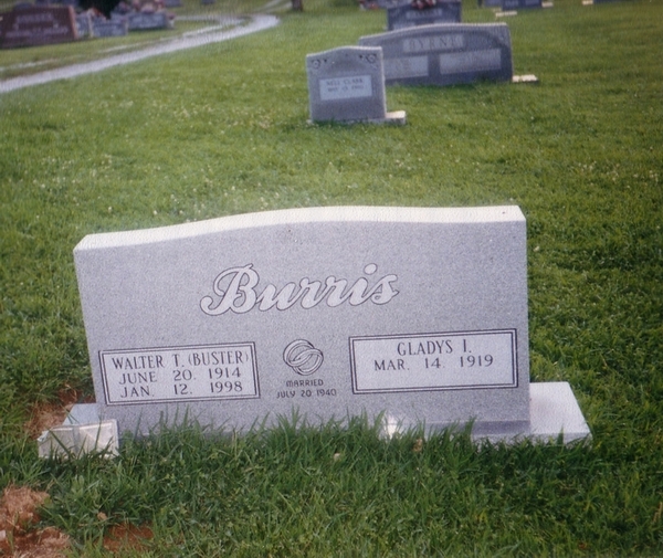 Walter (Buster) BURRIS tombstone - Jackson Co. TN - John L. Clark Cemetery