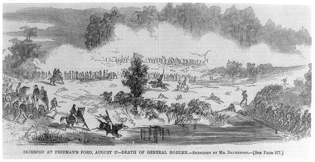 Skirmish at Freeman's Ford, August 27 - death of General...