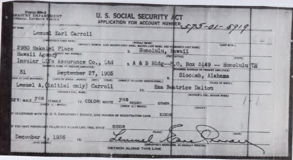 Earl Carroll Social Security