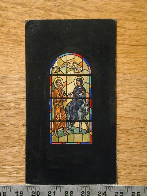 [Design drawing for stained glass window showing...
