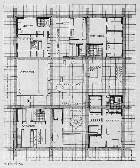 [Floor plan for the Miller house, Columbus, Indiana,...