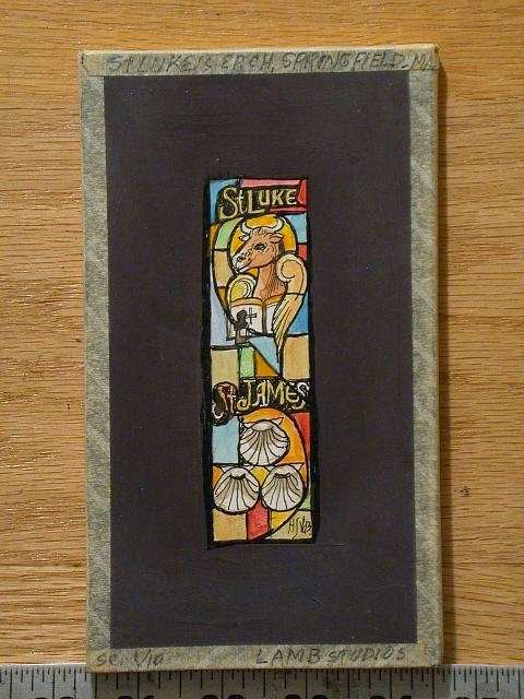 [Design drawing for stained glass window with surrogate...