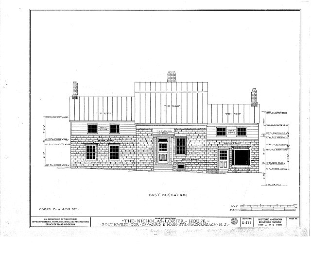 HABS NJ,2-HACK,5- (sheet 1 of 9) - Nicholas Lozier House,...