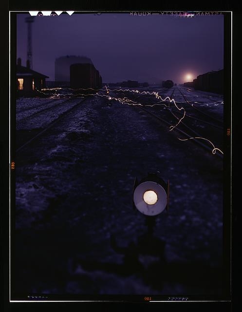 View in a departure yard at C & NW RR's Proviso (?) yard...