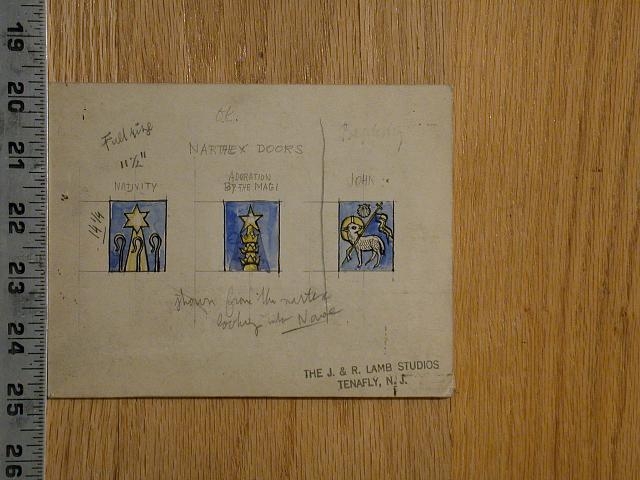 [Design drawing for stained glass windows for Narthex...