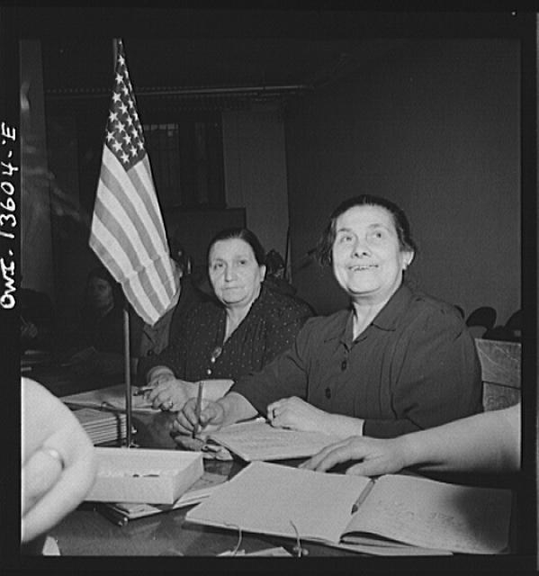 New York. New York. Class in citizenship and English for...
