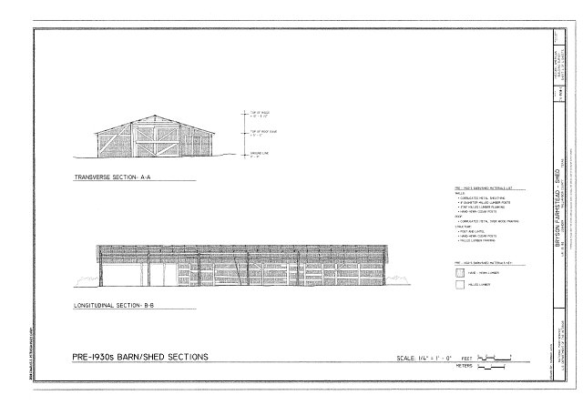 Transverse and longitudinal sections - Bryson Farmstead,...