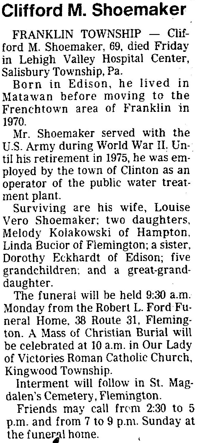 Clifford M. Shoemaker Obituary