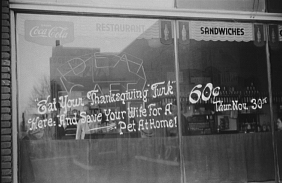 Thanksgiving dinner 60 cents