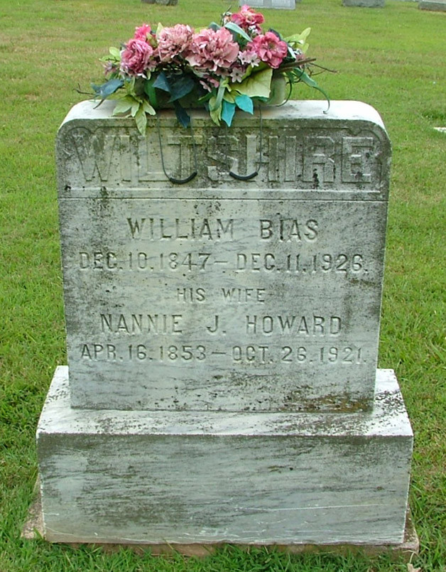 William Bias Wiltshire & Wife Nannie James Howard Gravestone 