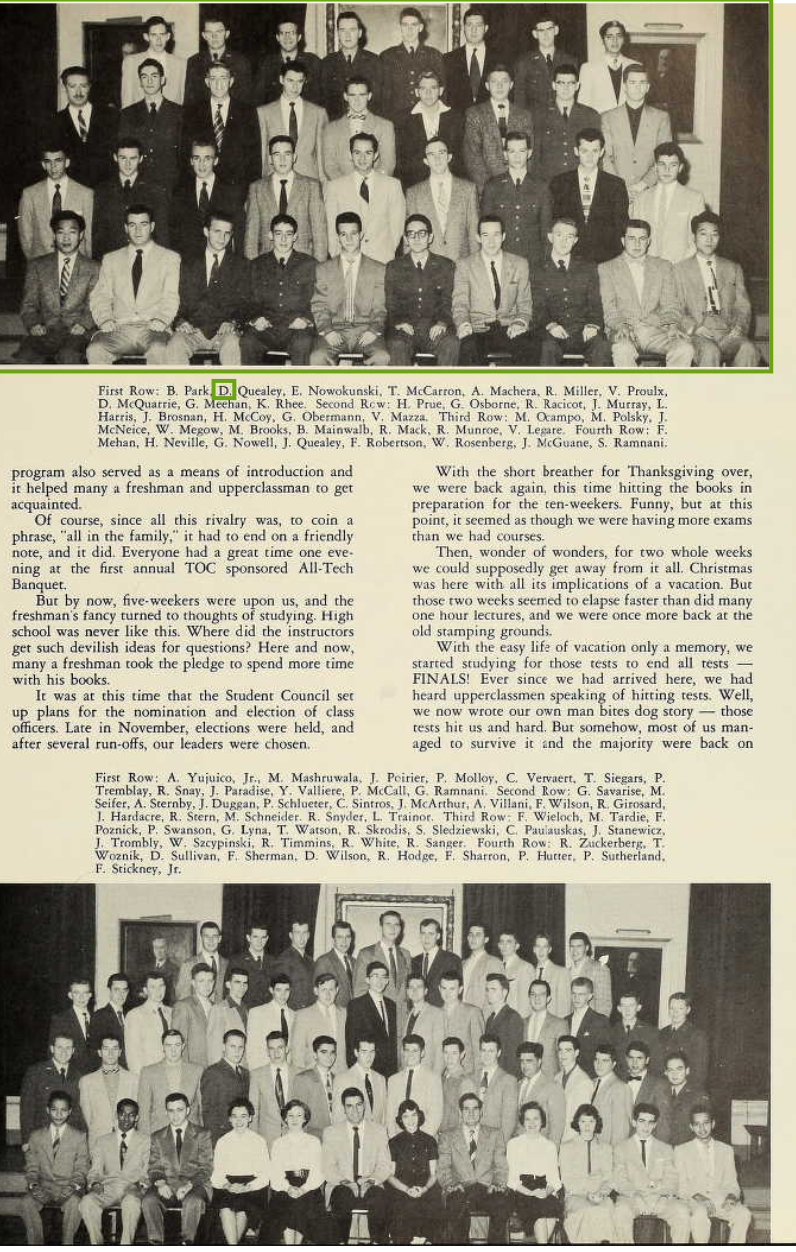 David J. Quealey Jr & John Francis Quealey--U.S., School Yearbooks, 1900-1999(1955)