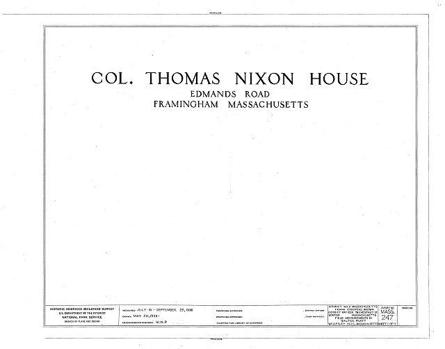 HABS MASS,9-FRAM,3- (sheet 1 of 11) - Colonel Thomas...