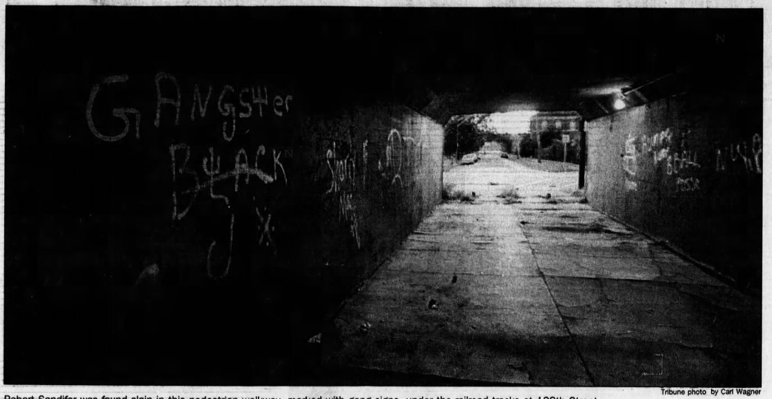 The pedestrian walkway where Robert was found...