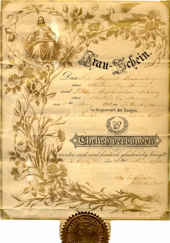 Sonnenberg-Schultz Marriage Certificate