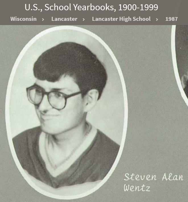 Steven Alan Wentz--U.S., School Yearbooks, 1900-1999(1987)senior