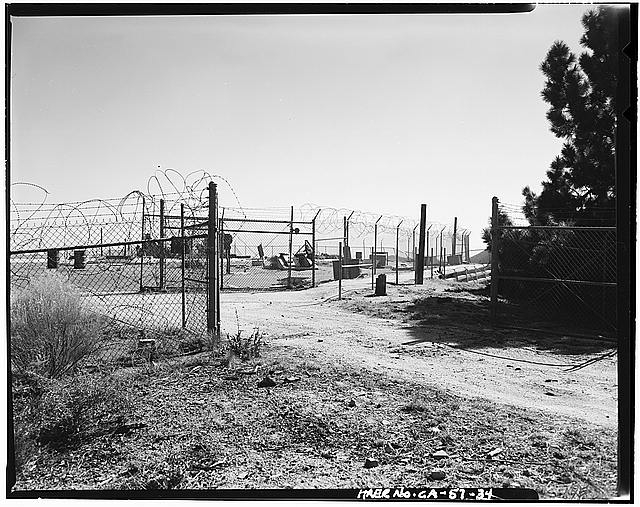 34. VIEW OF GATE INTO LAUNCH AREA, LOOKING SOUTHWEST;...