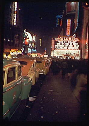 New York City views. Times Square, Globe marquee