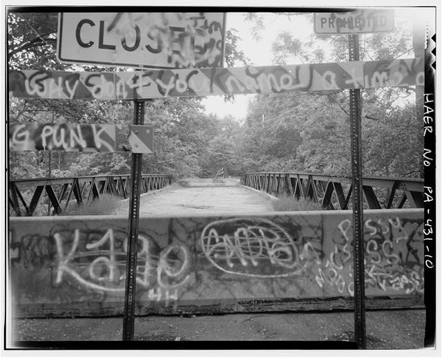 General view of bridge, facing north. - Mount Pocono...