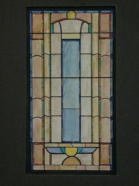 [Design drawing for stained glass window with...
