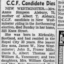 Mother of the Royal City CCF Candidate Dies, Annie Simpson Alsbury