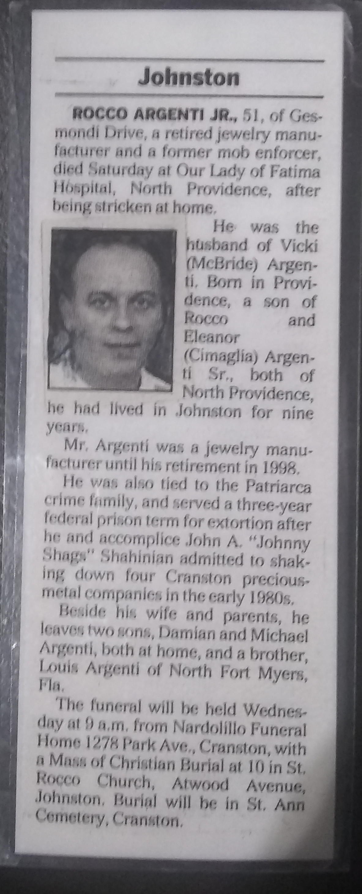 Rocco Argenti Jr. Obituary