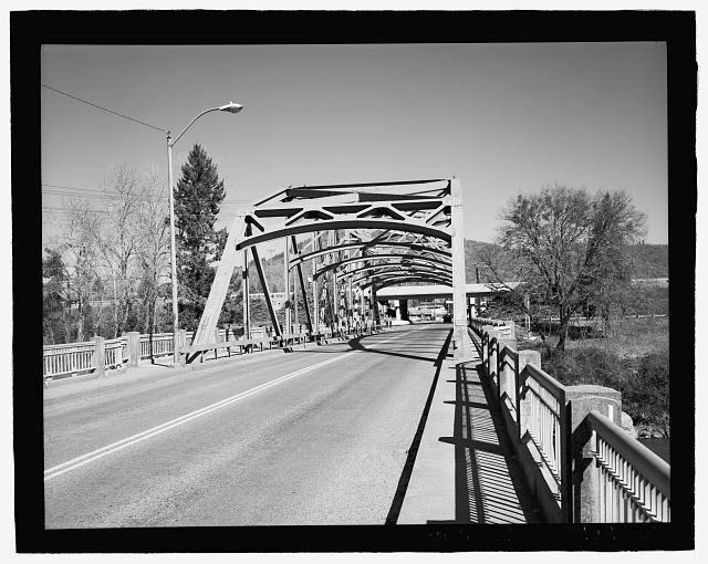 Detail view of truss portal and deck. - Rouge River...