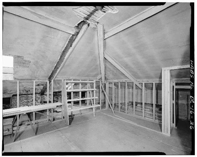 44. ATTIC, GENERAL VIEW TO SOUTHWEST CORNER (DURING...