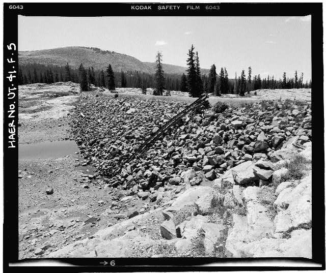 5. VIEW SHOWING UPSTREAM FACE OF DAM, WITH OUTLET GATE,...