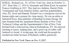NY Times Obituary - 2017