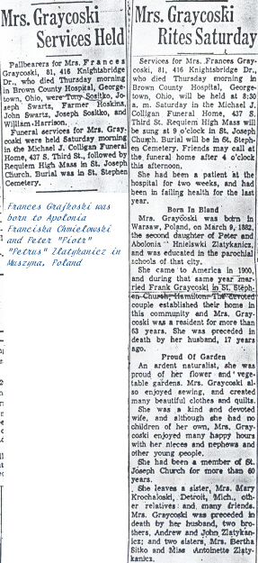 Obituary of Frances Graykoski
