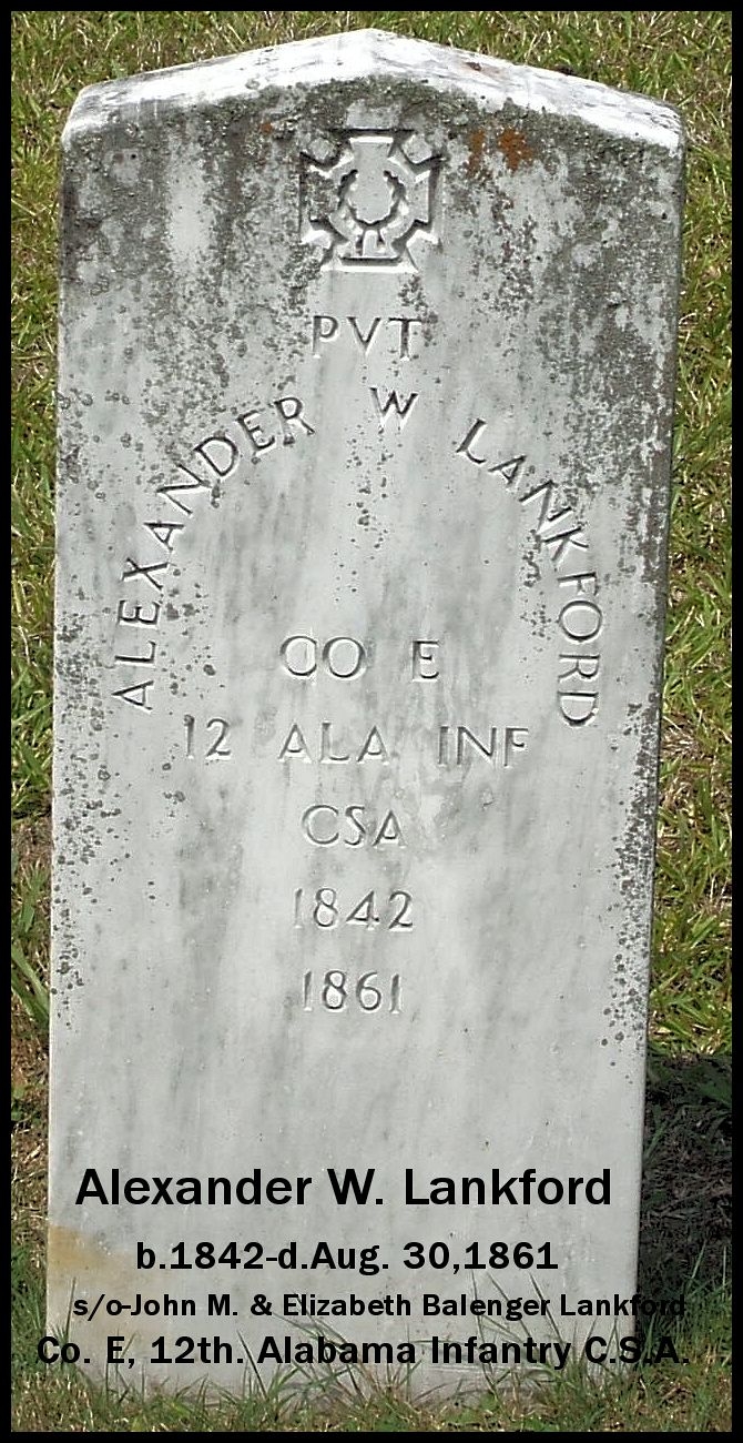 Tombstone of Alexander W. Lankford 