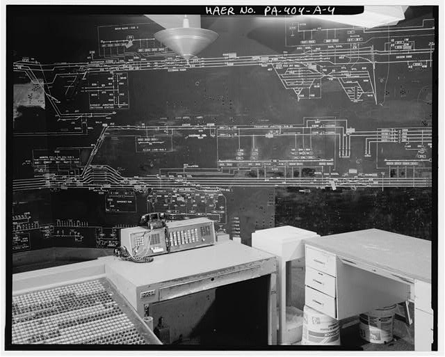 View north of model board; operator's console #1 is in...